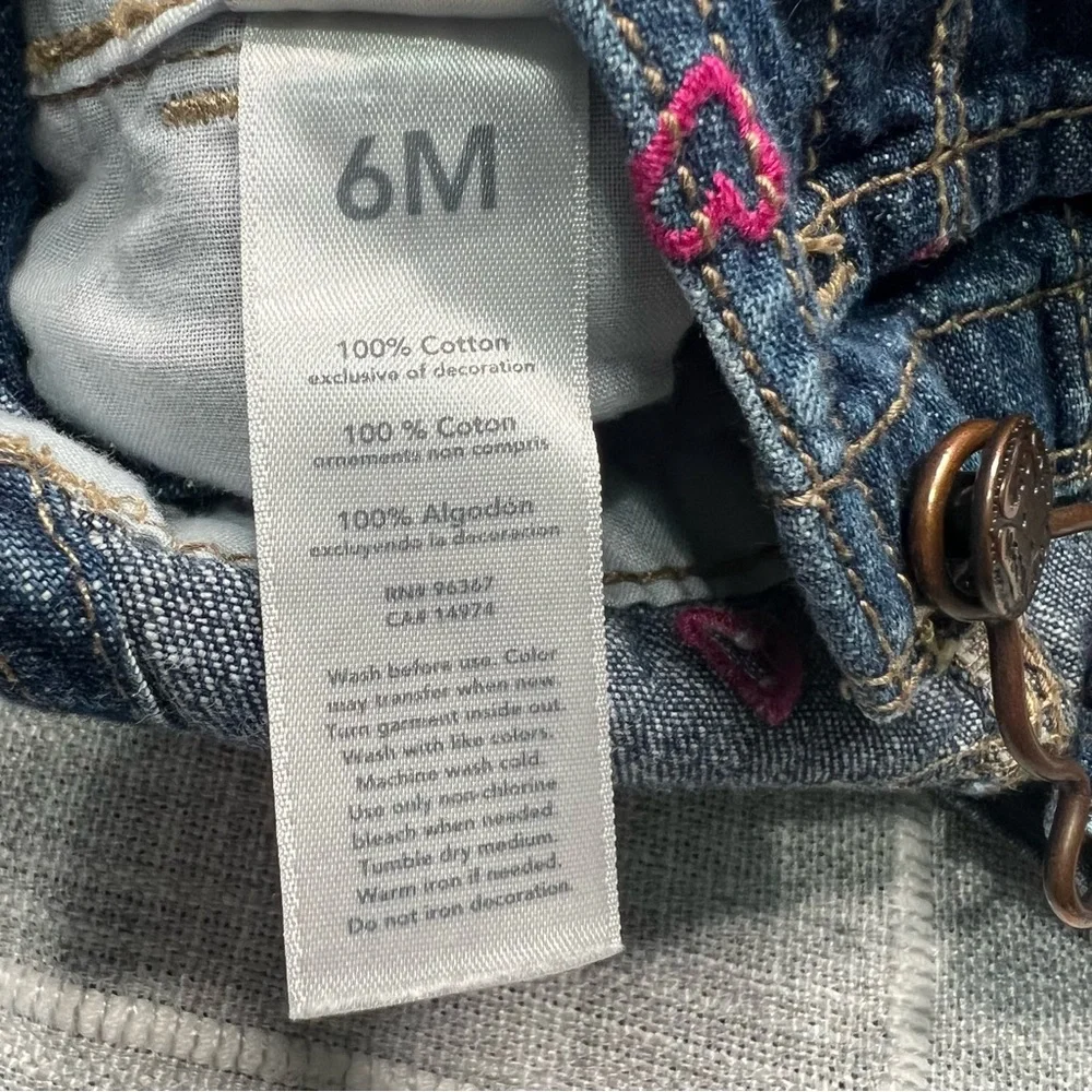 Osh Kosh Bgosh 6‎ Months Overalls Embroidered Hearts Denim 100% Cotton